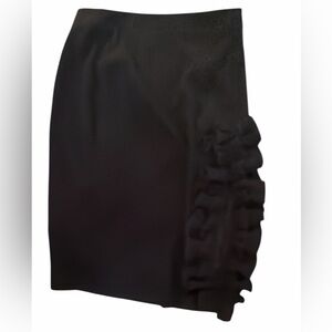 Anne Fontaine Black Pencil Skirt with Ruffle Detail